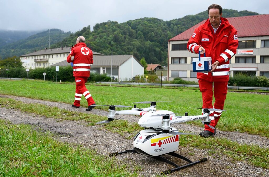 The Red Cross tests delivery of blood bag by drone in Austria
