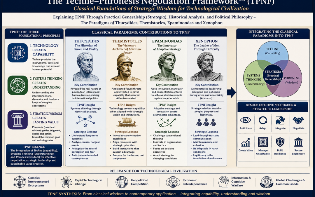 Explaining The Techne–Phronesis Negotiation Framework™ (TPNF) Through Practical Generalship (Strategia), Historical Analysis, and Political Philosophy – The Paradigms of Thucydides, Themistocles, Epaminondas, and Xenophon By Nikos Chatzis / Goal Consulting