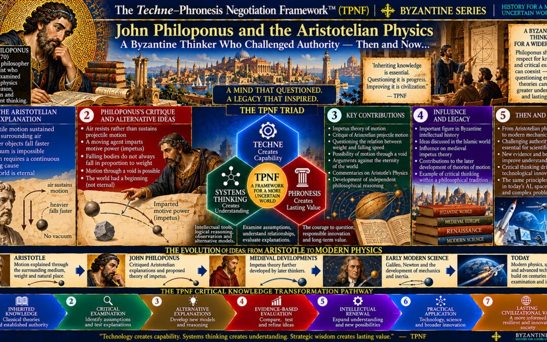 The Techne–Phronesis Negotiation Framework™ (TPNF): Thinkers in the Byzantine Empire – John Philoponus and Aristotelian Physics: Then and Now… By Nikos Chatzis / Goal Consulting