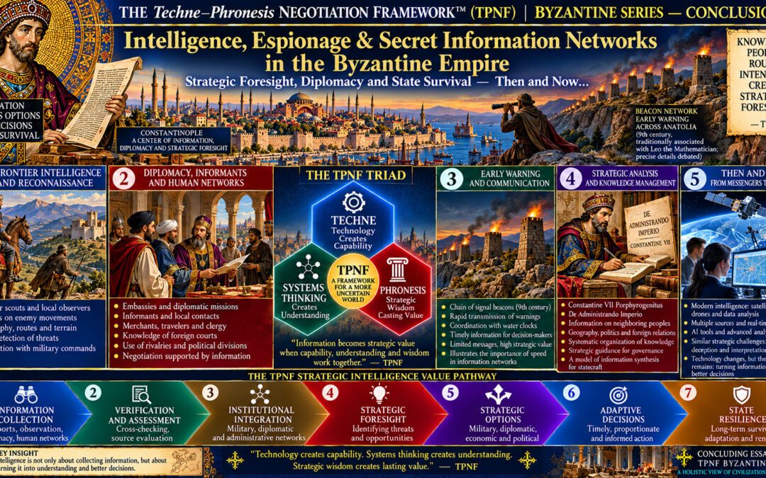 The Techne–Phronesis Negotiation Framework™ (TPNF): Intelligence, Espionage & Secret Information Networks in the Byzantine Empire — Strategic Foresight, Diplomacy and State Survival, Then and Now… By Nikos Chatzis / Goal Consutling