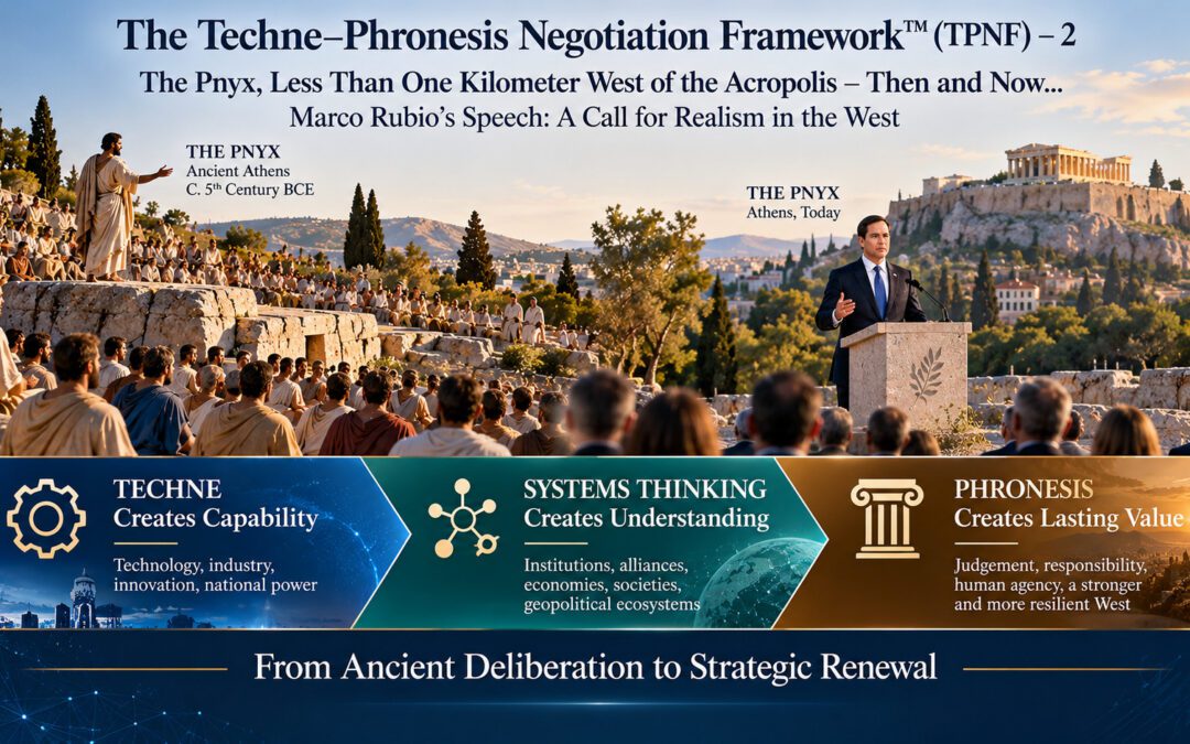 The Techne–Phronesis Negotiation Framework™ (TPNF) – 2: The Pnyx, Less Than One Kilometer West of the Acropolis – Then and Now… Marco Rubio’s Speech: A Call for Realism in the West By Nikos Chatzis / Goal Consulting