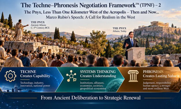 The Techne–Phronesis Negotiation Framework™ (TPNF) – 2: The Pnyx, Less Than One Kilometer West of the Acropolis – Then and Now… Marco Rubio’s Speech: A Call for Realism in the West By Nikos Chatzis / Goal Consulting