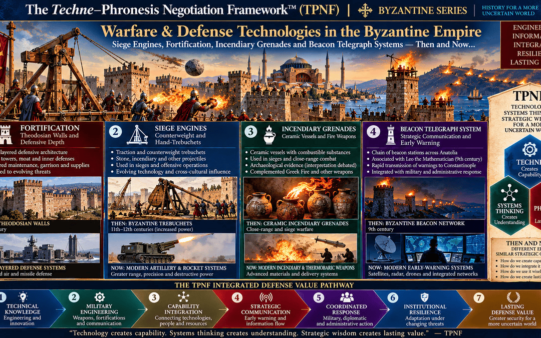 The Techne–Phronesis Negotiation Framework™ (TPNF): Warfare & Defense Technologies in the Byzantine Empire – Siege Engines, Fortification, Incendiary Grenades and Beacon Telegraph Systems: Then and Now… By Nikos Chatzis / Goal Consulting