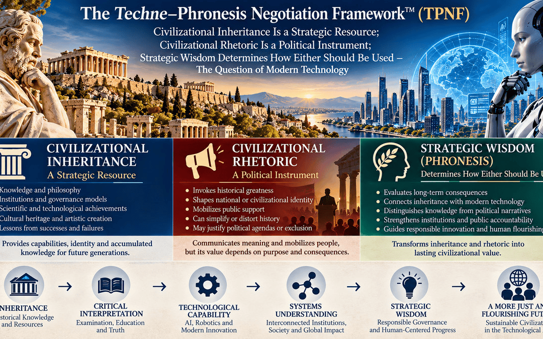 The Techne–Phronesis Negotiation Framework™ (TPNF): Civilizational Inheritance Is a Strategic Resource; Civilizational Rhetoric Is a Political Instrument; Strategic Wisdom Determines How Either Should Be Used – The Question of Modern Technology By Nikos Chatzis / Goal Consulting
