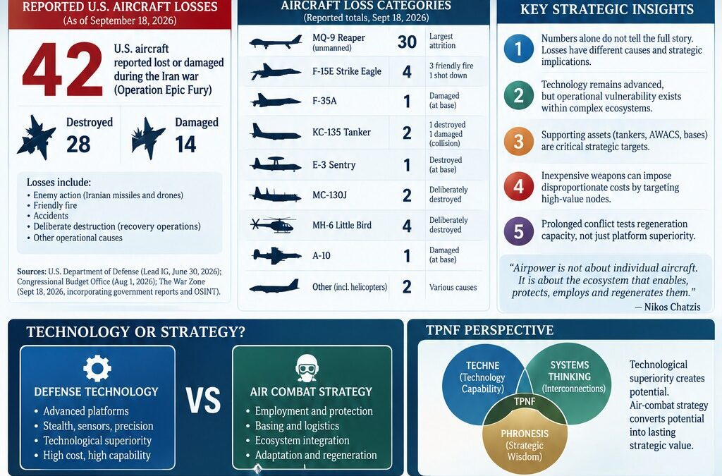 The Techne–Phronesis Negotiation Framework™ (TPNF): War in Iran — Visualizing Aircraft Casualties of the U.S. Aerial Fleet: Is It a Geopolitical Challenge of Defense Technology or a Case of Air Combat Strategy? By Nikos Chatzis / Goal Consulting