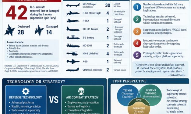 The Techne–Phronesis Negotiation Framework™ (TPNF): War in Iran — Visualizing Aircraft Casualties of the U.S. Aerial Fleet: Is It a Geopolitical Challenge of Defense Technology or a Case of Air Combat Strategy? By Nikos Chatzis / Goal Consulting