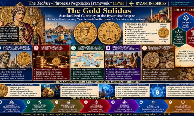 The Techne–Phronesis Negotiation Framework™ (TPNF): Standardized Currency in the Byzantine Empire – The Gold Solidus and Centuries of Mediterranean Monetary Stability: Then and Now… By Nikos Chatzis