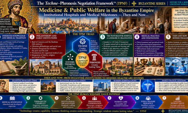 The Techne–Phronesis Negotiation Framework™ (TPNF): Medicine & Public Welfare in the Byzantine Empire – Institutional Hospitals and Medical Milestones: Then and Now… By Nikos Chatzis / Goal Consulting