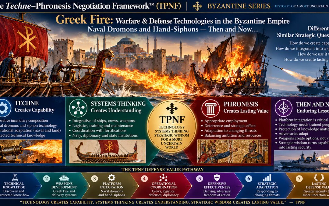 The Techne–Phronesis Negotiation Framework™ (TPNF): Warfare & Defense Technologies in the Byzantine Empire – Greek Fire, Naval Dromons and Hand-Siphons: Then and Now… By Nikos Chatzis / Goal Consulting