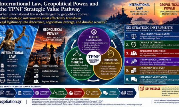 The Techne–Phronesis Negotiation Framework™ (TPNF): When International Law Is Challenged by Geopolitical Power, Which Strategic Instruments Most Effectively Transform Legal Legitimacy into Deterrence, Negotiation Leverage, and Durable Security? By Nikos Chatzis / Goal Consulting