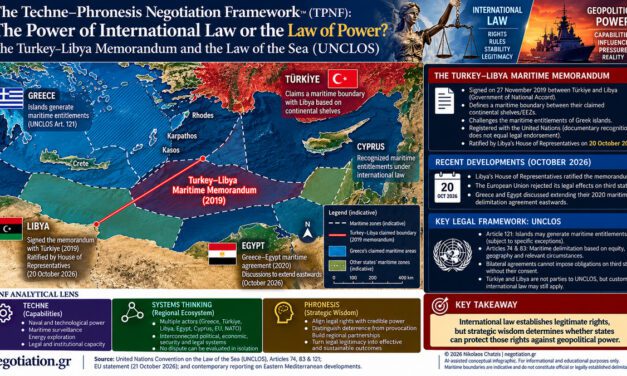 The Techne–Phronesis Negotiation Framework™ (TPNF): The Power of International Law or the Law of Power? The Turkey–Libya Memorandum and the Law of the Sea (UNCLOS) / By Nikos Chatzis / Goal Consulting