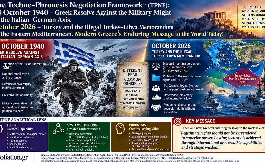The Techne–Phronesis Negotiation Framework™ (TPNF): 28 October 1940 — Greek Resolve Against the Military Might of the Italian–German Axis. October 2026 — Turkey and the Illegal Turkey–Libya Memorandum in the Eastern Mediterranean. Modern Greece’s Enduring Message to the World Today! By Nikos Chatzis / Goal Consulting