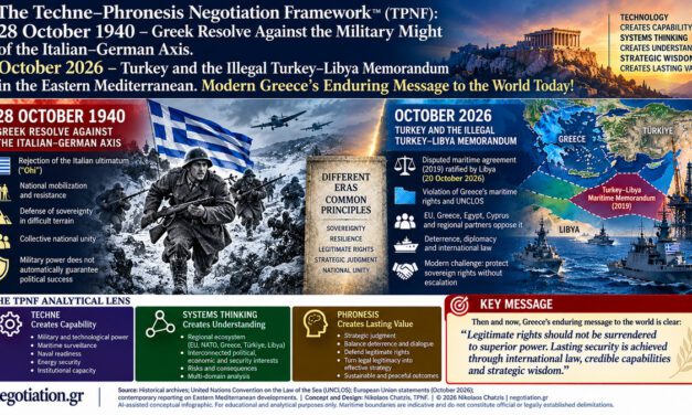 The Techne–Phronesis Negotiation Framework™ (TPNF): 28 October 1940 — Greek Resolve Against the Military Might of the Italian–German Axis. October 2026 — Turkey and the Illegal Turkey–Libya Memorandum in the Eastern Mediterranean. Modern Greece’s Enduring Message to the World Today! By Nikos Chatzis / Goal Consulting