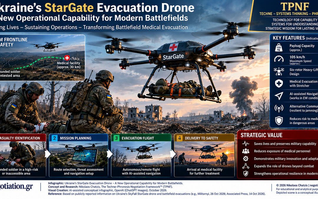The Techne–Phronesis Negotiation Framework™ (TPNF): Modern Battlefield Evacuation — The New Operational Role for Drones: Ukraine's StarGate as a Successful Innovation Example By Nikos Chatzis / Goal Consulting